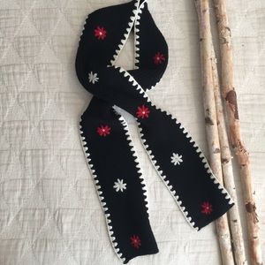 Black, White & Red Flower Scarf